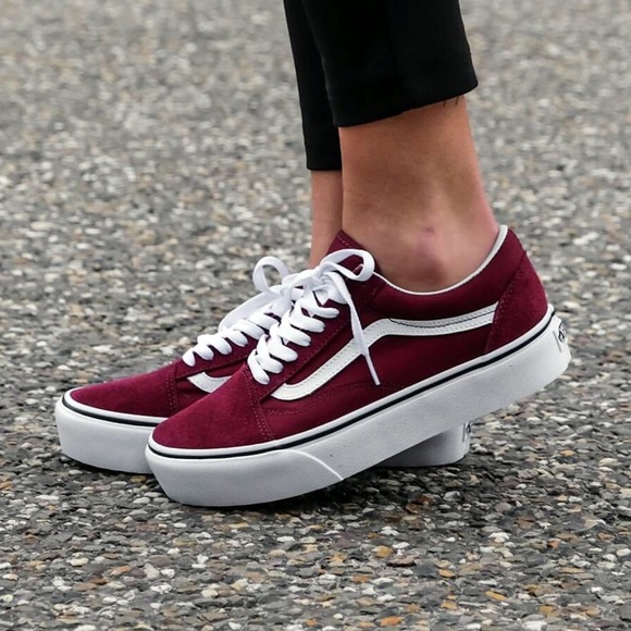 maroon platform vans